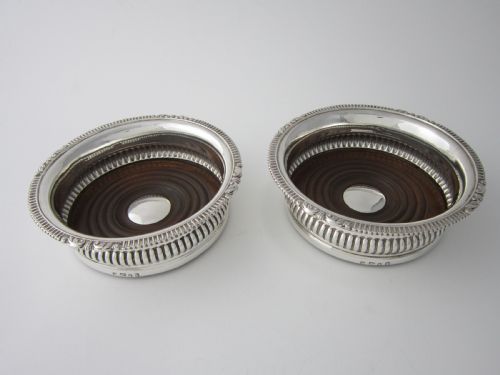 ANTIQUE GEORGE IV STERLING SILVER WINE COASTERS - ADDITIONAL PHOTO 1