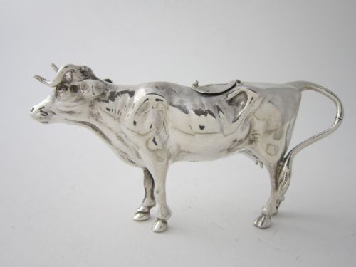 antique edwardian sterling silver cow creamer - CATEGORY: ANTIQUE SILVER - DATED 1900