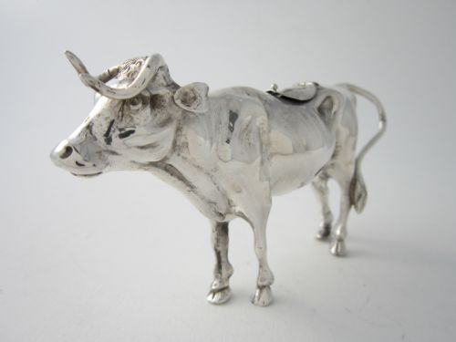 ANTIQUE EDWARDIAN STERLING SILVER COW CREAMER - ADDITIONAL PHOTO 1