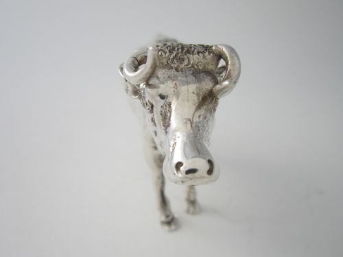 ANTIQUE EDWARDIAN STERLING SILVER COW CREAMER - ADDITIONAL PHOTO 2