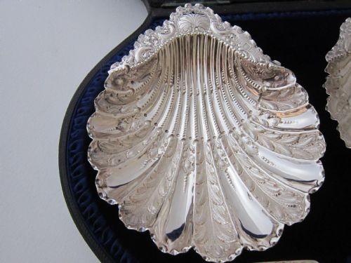 ANTIQUE VICTORIAN STERLING SILVER BUTTER SHELLS - ADDITIONAL PHOTO 2