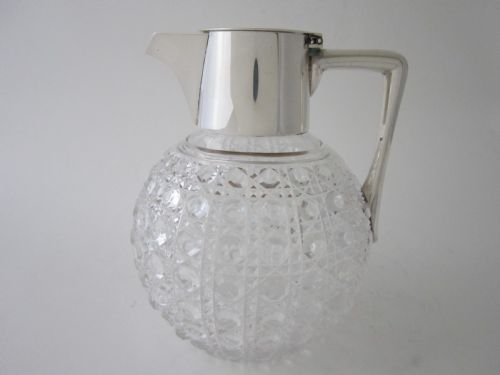 antique victorian sterling silver cut glass claret jug - CATEGORY: ANTIQUE SILVER - DATED 1890