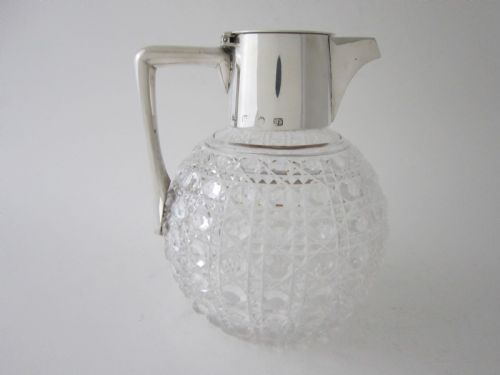 ANTIQUE VICTORIAN STERLING SILVER CUT GLASS CLARET JUG - ADDITIONAL PHOTO 2
