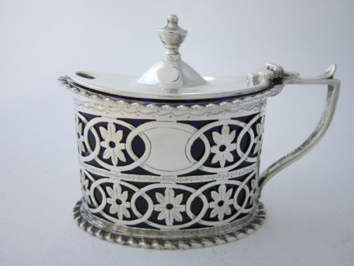 chester antique edwardian sterling silver mustard pot - CATEGORY: ANTIQUE SILVER - DATED 1900