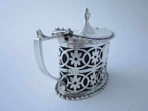 CHESTER ANTIQUE EDWARDIAN STERLING SILVER MUSTARD POT - ADDITIONAL PHOTO 3