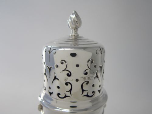 ANTIQUE VICTORIAN STERLING SILVER AND GLASS SUGAR CASTER - ADDITIONAL PHOTO 6