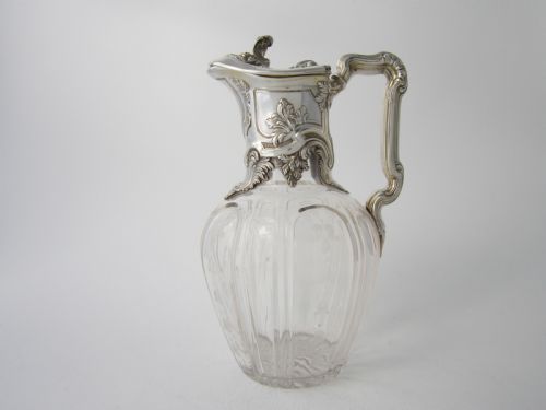 antique victorian sterling silver glass claret jug 1898 - CATEGORY: ANTIQUE JUGS - DATED 1890
