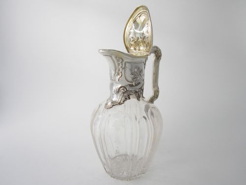 ANTIQUE VICTORIAN STERLING SILVER GLASS CLARET JUG 1898 - ADDITIONAL PHOTO 1