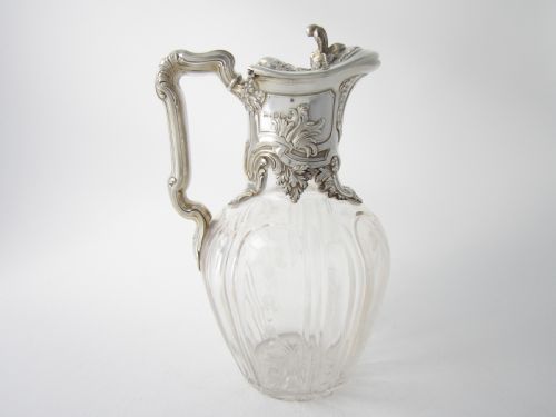 ANTIQUE VICTORIAN STERLING SILVER GLASS CLARET JUG 1898 - ADDITIONAL PHOTO 3