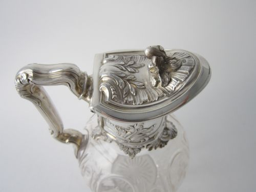 ANTIQUE VICTORIAN STERLING SILVER GLASS CLARET JUG 1898 - ADDITIONAL PHOTO 4