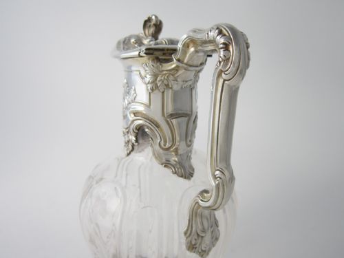 ANTIQUE VICTORIAN STERLING SILVER GLASS CLARET JUG 1898 - ADDITIONAL PHOTO 5