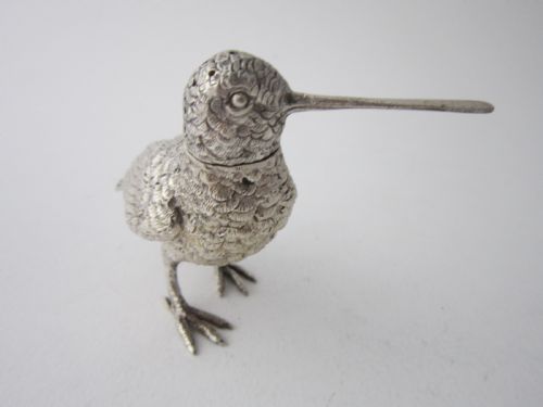 ANTIQUE EDWARDIAN STERLING SILVER NOVELTY BIRD PEPPER - ADDITIONAL PHOTO 2