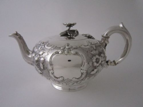 exeter antique victorian sterling silver teapot - CATEGORY: ANTIQUE SILVER - DATED 1850