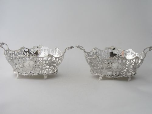 antique edwardian sterling silver basketsdishes - CATEGORY: ANTIQUE SILVER - DATED 1900