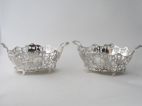 ANTIQUE EDWARDIAN STERLING SILVER BASKETSDISHES - ADDITIONAL PHOTO 1