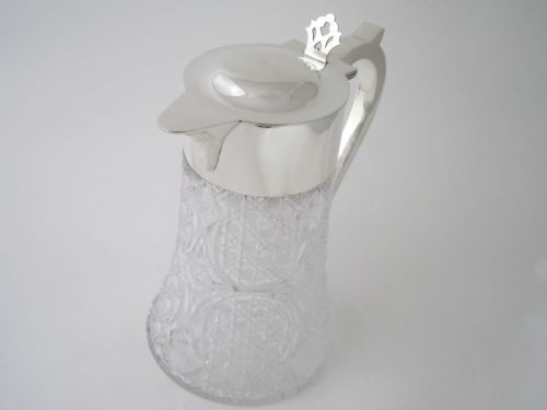 ANTIQUE EDWARDIAN STERLING SILVER CUT GLASS LEMONADE JUG - ADDITIONAL PHOTO 1