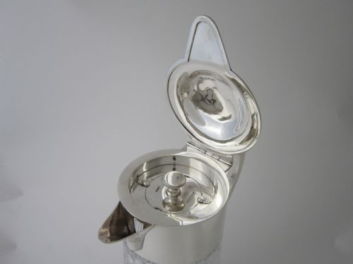 ANTIQUE EDWARDIAN STERLING SILVER CUT GLASS LEMONADE JUG - ADDITIONAL PHOTO 2