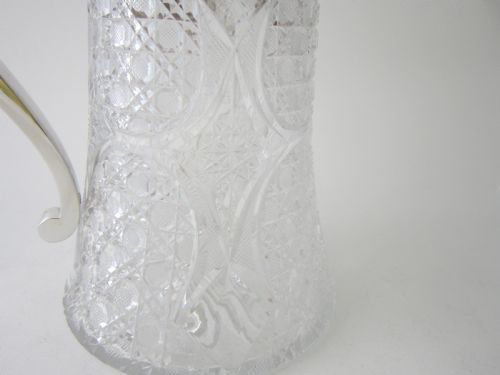 ANTIQUE EDWARDIAN STERLING SILVER CUT GLASS LEMONADE JUG - ADDITIONAL PHOTO 6