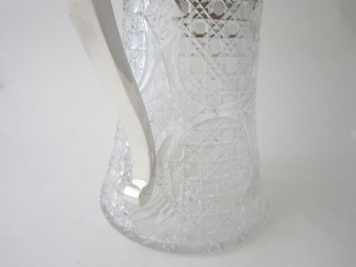 ANTIQUE EDWARDIAN STERLING SILVER CUT GLASS LEMONADE JUG - ADDITIONAL PHOTO 7