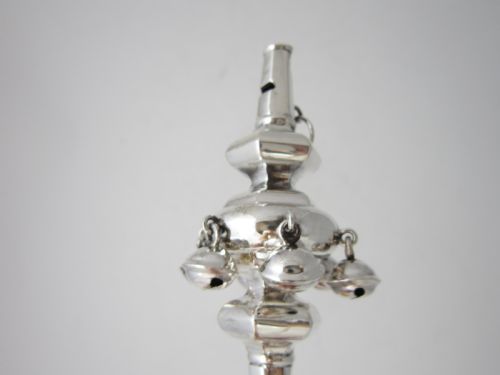 ANTIQUE GEORGE V STERLING SILVER BABY'S RATTLE 1924 - ADDITIONAL PHOTO 3