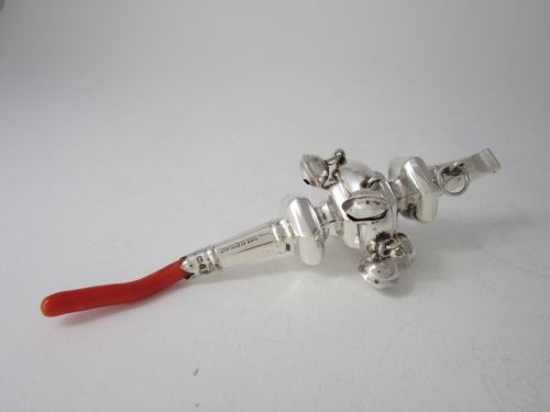 ANTIQUE GEORGE V STERLING SILVER BABY'S RATTLE 1924 - ADDITIONAL PHOTO 7