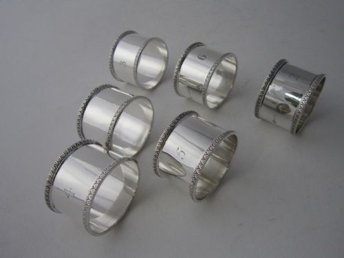 ANTIQUE GEORGE V STERLING SILVER NAPKIN RINGS - ADDITIONAL PHOTO 3