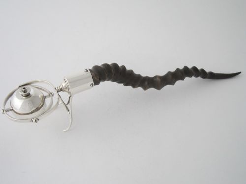 antique edwardian sterling silver horn gimbal lighter - CATEGORY: ANTIQUE SILVER - DATED 1900