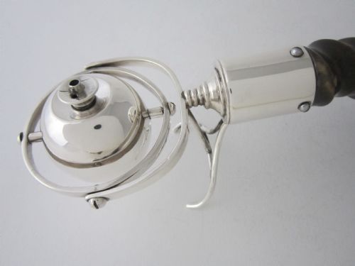ANTIQUE EDWARDIAN STERLING SILVER HORN GIMBAL LIGHTER - ADDITIONAL PHOTO 2