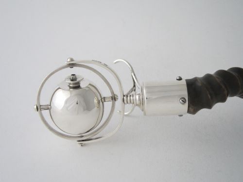 ANTIQUE EDWARDIAN STERLING SILVER HORN GIMBAL LIGHTER - ADDITIONAL PHOTO 6