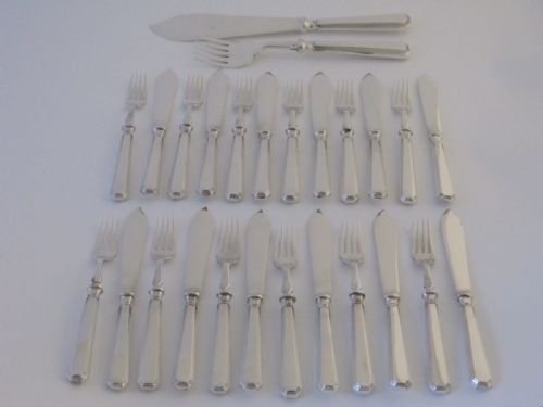 antique sterling silver athenaeum pattern fish cutlery set - CATEGORY: ANTIQUE SILVER - DATED 1940