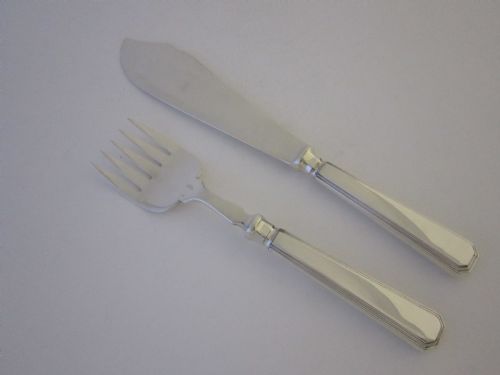 ANTIQUE STERLING SILVER ATHENAEUM PATTERN FISH CUTLERY SET - ADDITIONAL PHOTO 1