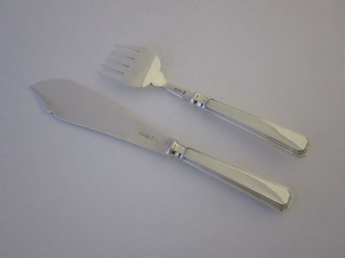 ANTIQUE STERLING SILVER ATHENAEUM PATTERN FISH CUTLERY SET - ADDITIONAL PHOTO 2
