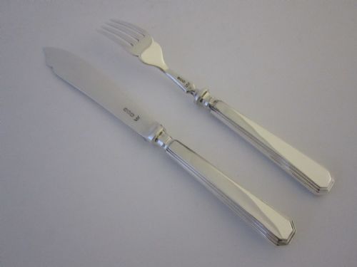 ANTIQUE STERLING SILVER ATHENAEUM PATTERN FISH CUTLERY SET - ADDITIONAL PHOTO 5