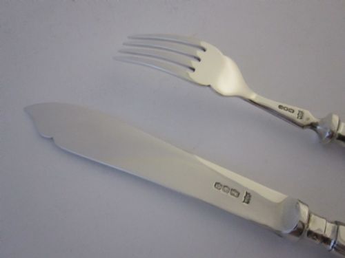 ANTIQUE STERLING SILVER ATHENAEUM PATTERN FISH CUTLERY SET - ADDITIONAL PHOTO 6