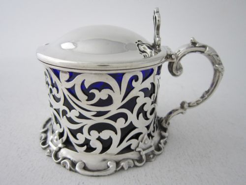 antique victorian sterling silver mustard pot 1850 - CATEGORY: ANTIQUE SILVER - DATED 1850
