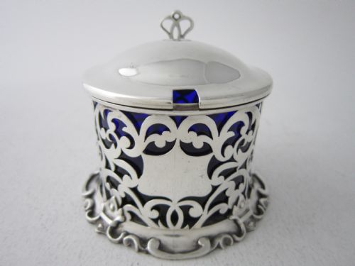 ANTIQUE VICTORIAN STERLING SILVER MUSTARD POT 1850 - ADDITIONAL PHOTO 2