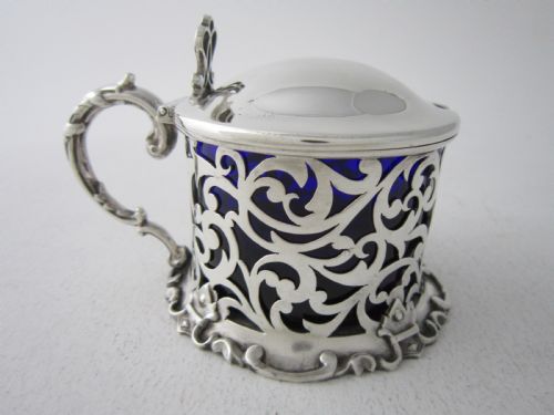 ANTIQUE VICTORIAN STERLING SILVER MUSTARD POT 1850 - ADDITIONAL PHOTO 3