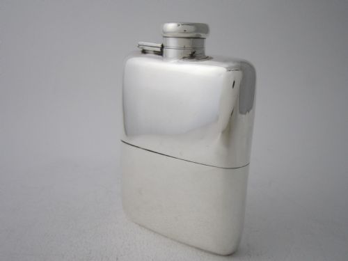 asprey antique george v sterling silver hip flask - CATEGORY: ANTIQUE SILVER - DATED 1910