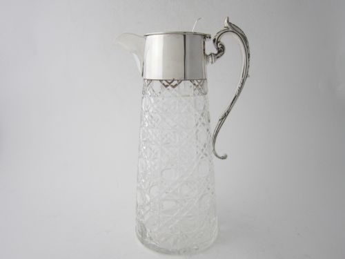 antique george v sterling silver glass claret jug 1913 - CATEGORY: ANTIQUE SILVER - DATED 1910