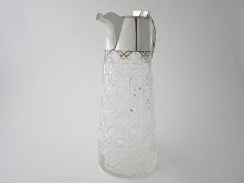 ANTIQUE GEORGE V STERLING SILVER GLASS CLARET JUG 1913 - ADDITIONAL PHOTO 1