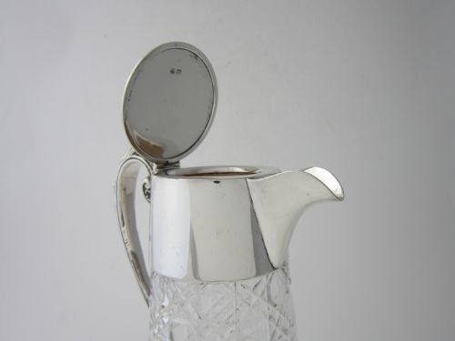 ANTIQUE GEORGE V STERLING SILVER GLASS CLARET JUG 1913 - ADDITIONAL PHOTO 2