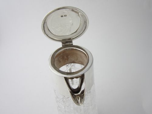 ANTIQUE GEORGE V STERLING SILVER GLASS CLARET JUG 1913 - ADDITIONAL PHOTO 7