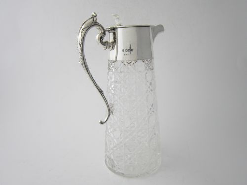 ANTIQUE GEORGE V STERLING SILVER GLASS CLARET JUG 1913 - ADDITIONAL PHOTO 8