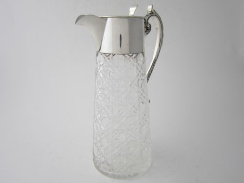 ANTIQUE GEORGE V STERLING SILVER GLASS CLARET JUG 1913 - ADDITIONAL PHOTO 9