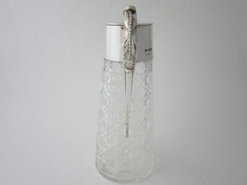 ANTIQUE GEORGE V STERLING SILVER GLASS CLARET JUG 1913 - ADDITIONAL PHOTO 10