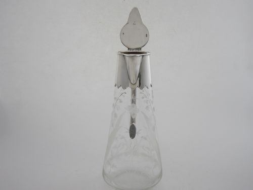 ANTIQUE VICTORIAN STERLING SILVER ETCHED GLASS CLARET JUG - ADDITIONAL PHOTO 4