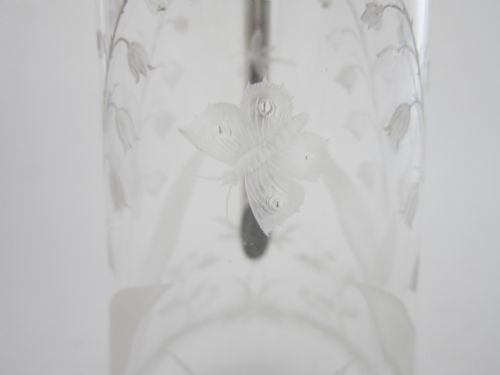 ANTIQUE VICTORIAN STERLING SILVER ETCHED GLASS CLARET JUG - ADDITIONAL PHOTO 5