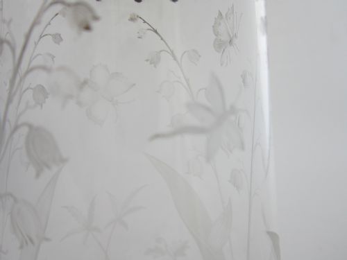 ANTIQUE VICTORIAN STERLING SILVER ETCHED GLASS CLARET JUG - ADDITIONAL PHOTO 8