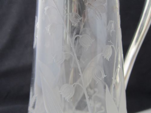 ANTIQUE VICTORIAN STERLING SILVER ETCHED GLASS CLARET JUG - ADDITIONAL PHOTO 9