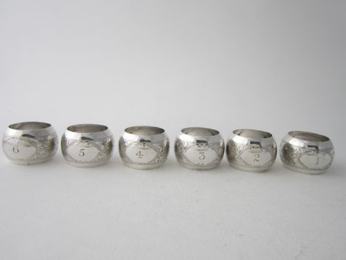 ANTIQUE GEORGE V STERLING SILVER NAPKIN RINGS 1914 - ADDITIONAL PHOTO 5